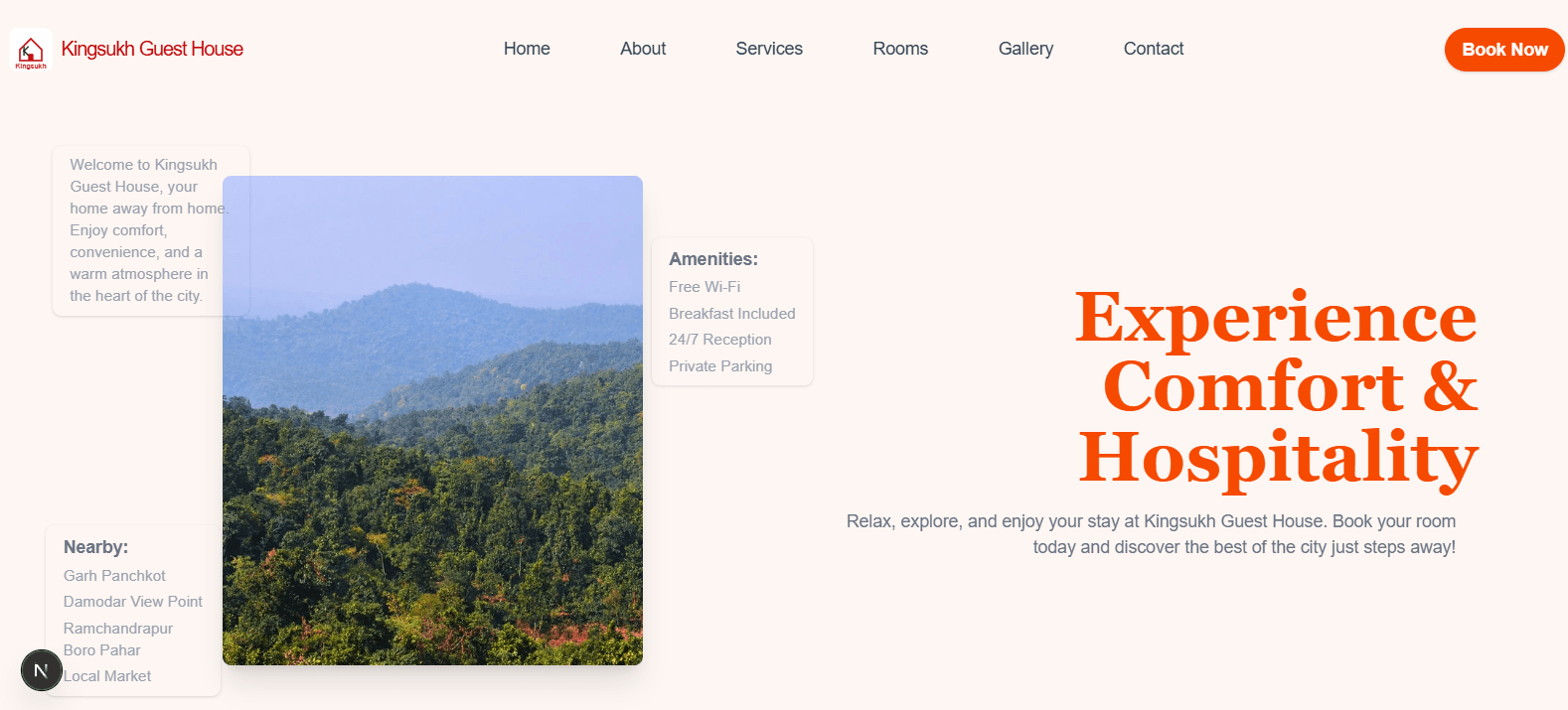 Guest house landing page
